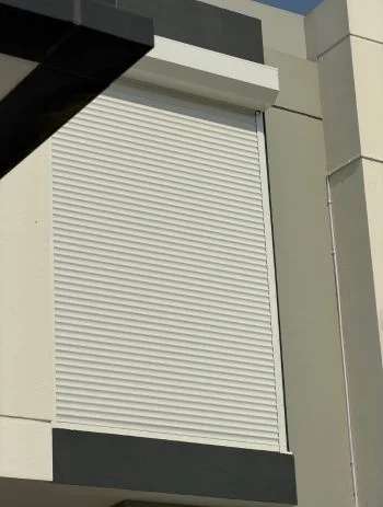 Aluminum roller shutter on a shop front in Dubai